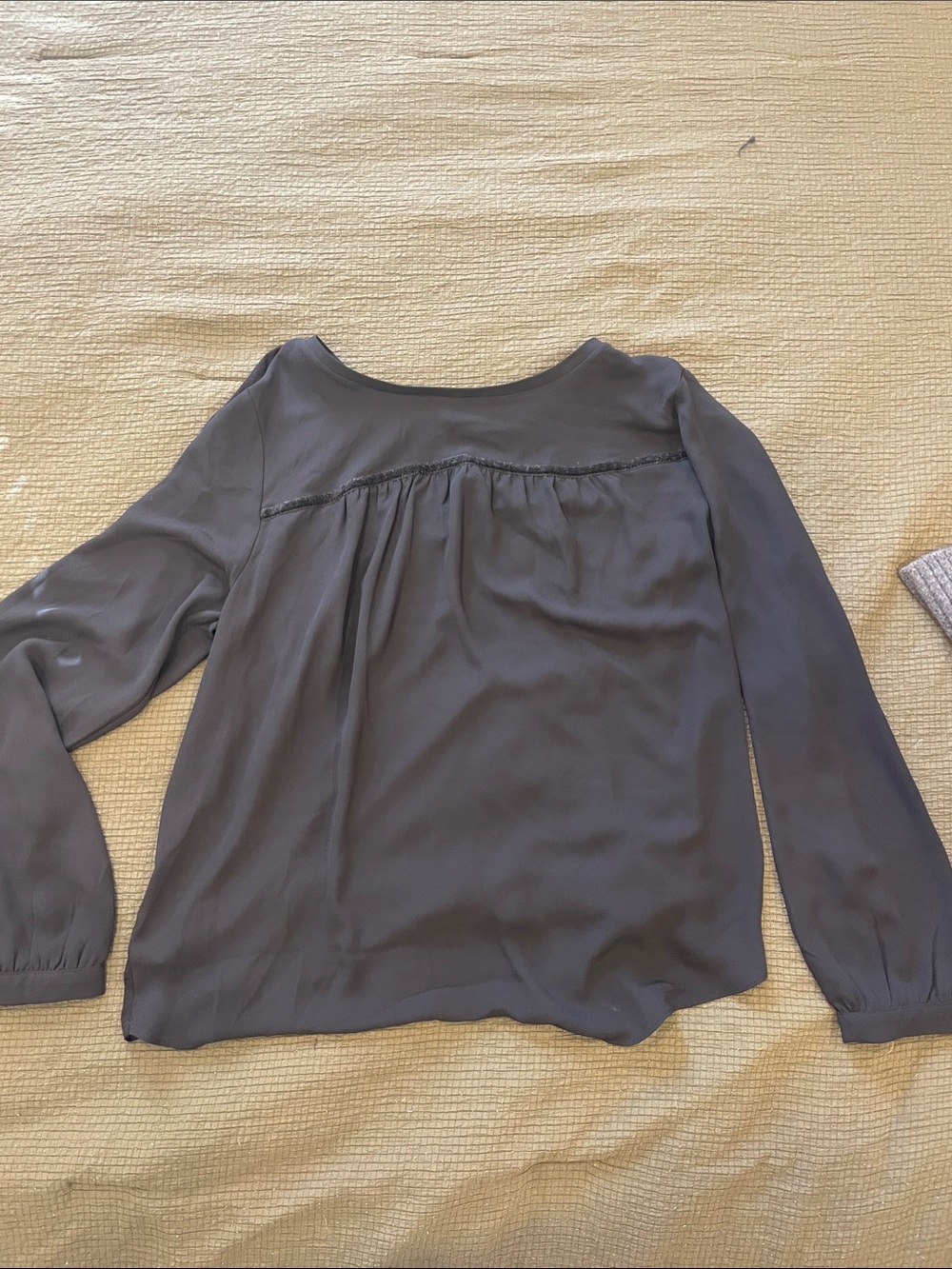 Womens Long-Sleeve Pleated Yoke Blouse - black